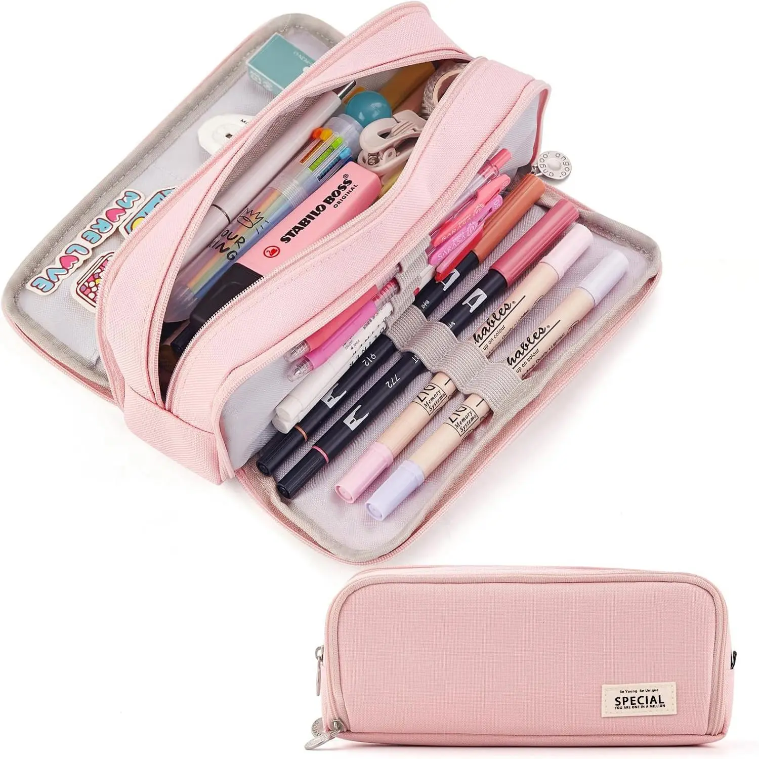 Large-Capacity Pencil Case, 1 Count 3-Compartment Pouch, Pen Bag for College Students and Office Use, Office Stationery & Supplies for Men and Women