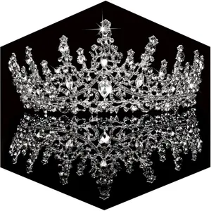 Sier Wedding Crystal Tiaras and Crowns for Women, Bride Royal Queen Headband Princess Quinceanera Heads for Birthday Prom Pant Party