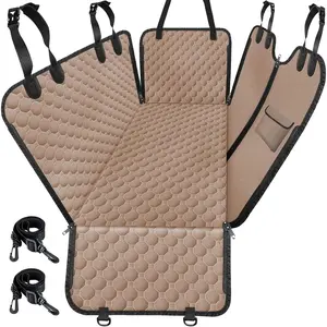 Back Seat Pet Cover for Dogs, 2026 Upgraded 600D Heavy Duty Waterproof & Scratch-Resistant Dog Hammock for Car, Car Cover for Dogs with Sedan, Trucks and SUVs, Standard, Khaki