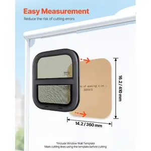 Fathersdaygift VEVOR Vertical RV Window, 14 Wx 16 H Tinted Sliding RV Window with Net Screen Trim Ring, Fit 15/16 - 1 3/4 Thickness Wall, RV Window Replacement for Teardrop Cargo Trailer Camper, DOT Approveddealsforyoudays