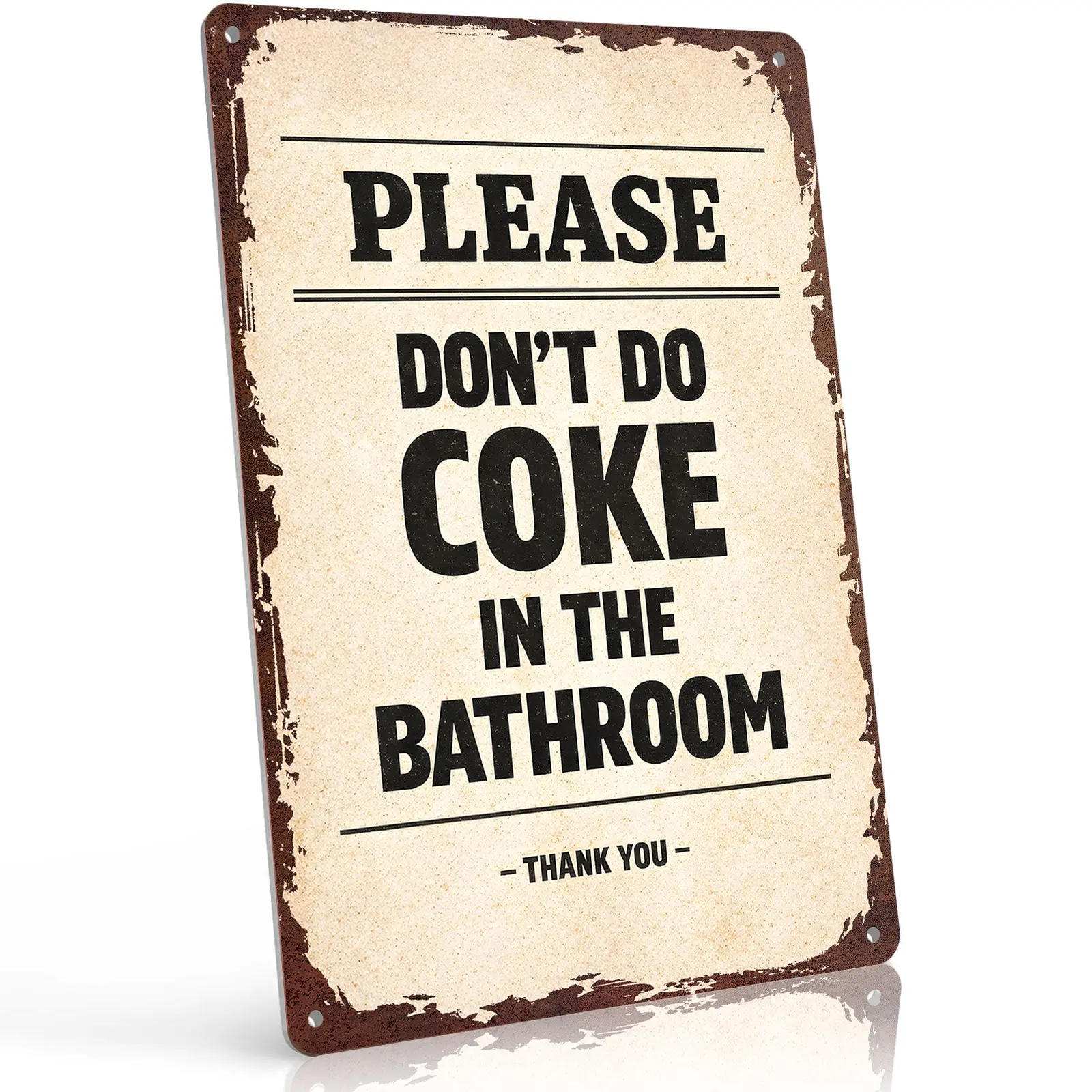 Funny "Please Don't Do Coke In The Bathroom" 12x8 in Aluminium Metal Plaque Sign - Retro Rustic Bathroom Signs Decor, Home Decor Accessories, Vintage Plaque Decoration, Gag Gift for Wardrobe & Home Wall Display