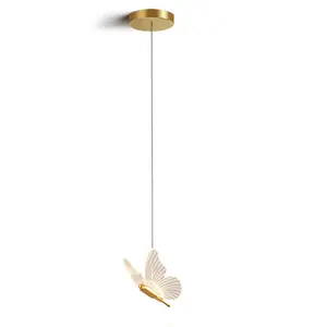 Butterfly LED Pendant Light, Nordic Golden Chandelier for Living Room, Bedroom Bedside Lighting