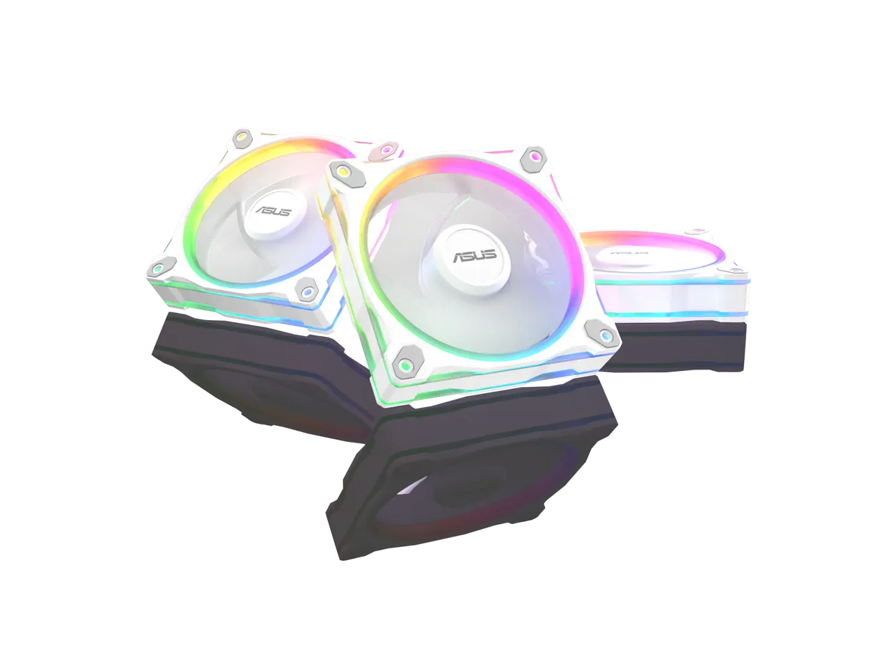 ASUS Prime MR120 ARGB fan white triple pack, 28mm extra-thick frame, quiet, high-performance cooling with PWM control, 20 ARGB LEDs with dual-sided frame lighting, Aura Sync compatibility