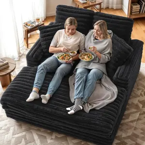 (2 Packages)APICIZON 53"Oversized Chaise Lounge Chair,Fluffy Cozy Sleep Couch with 4 Pillows,Modern ‌Full Size Sofa for Bed Room/Living Room for Rest