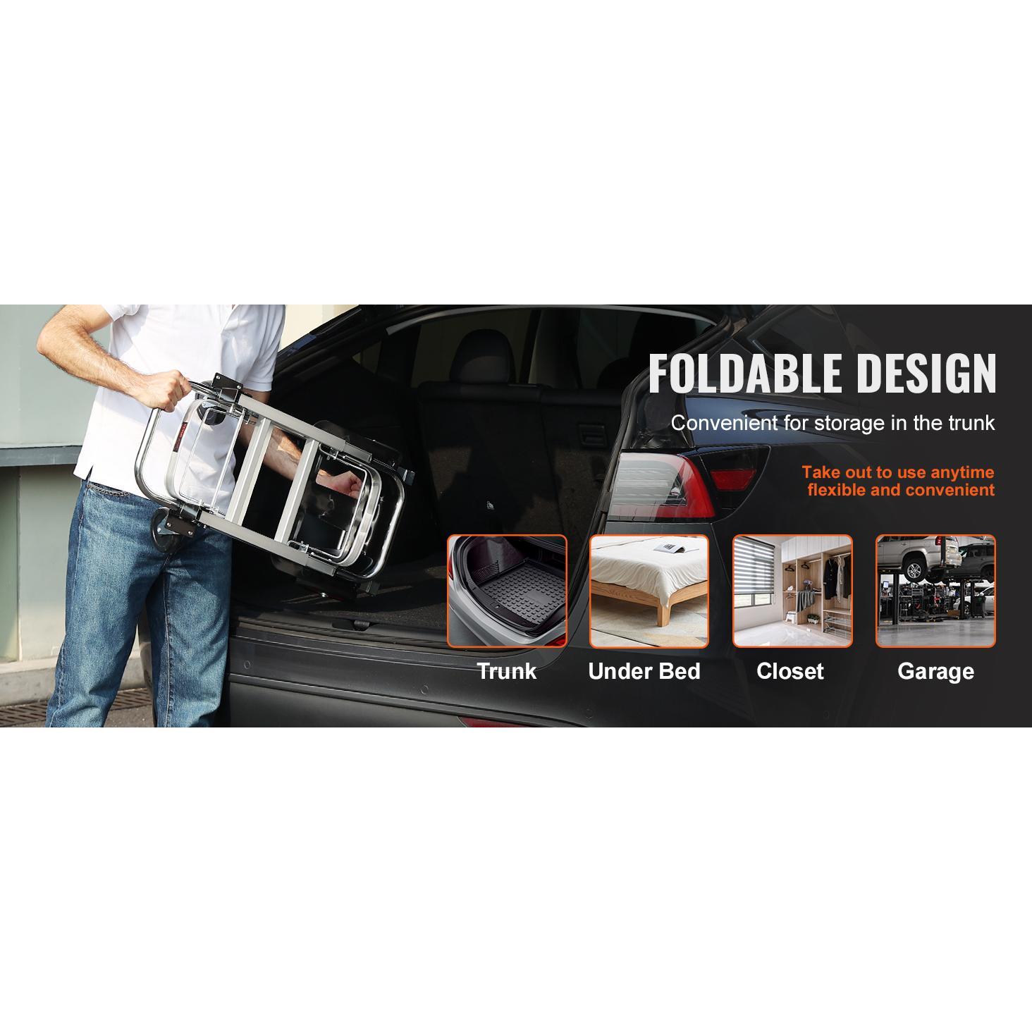 Folding Moving Cart with Wheels, Portable Lightweight Hand Truck Dolly for Warehouse, Transport & Home