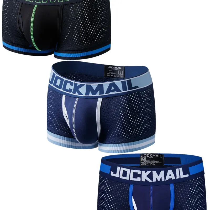 Men's Colorblock Letter Tape Boxer Brief, Fashion Breathable Underwear, Breathable Comfy Underwear for Daily Wear, Casual Men's Underwear for All Seasons, Breathable Comfy Innerwear, Breathable Undergarments, Casual Style Underwear