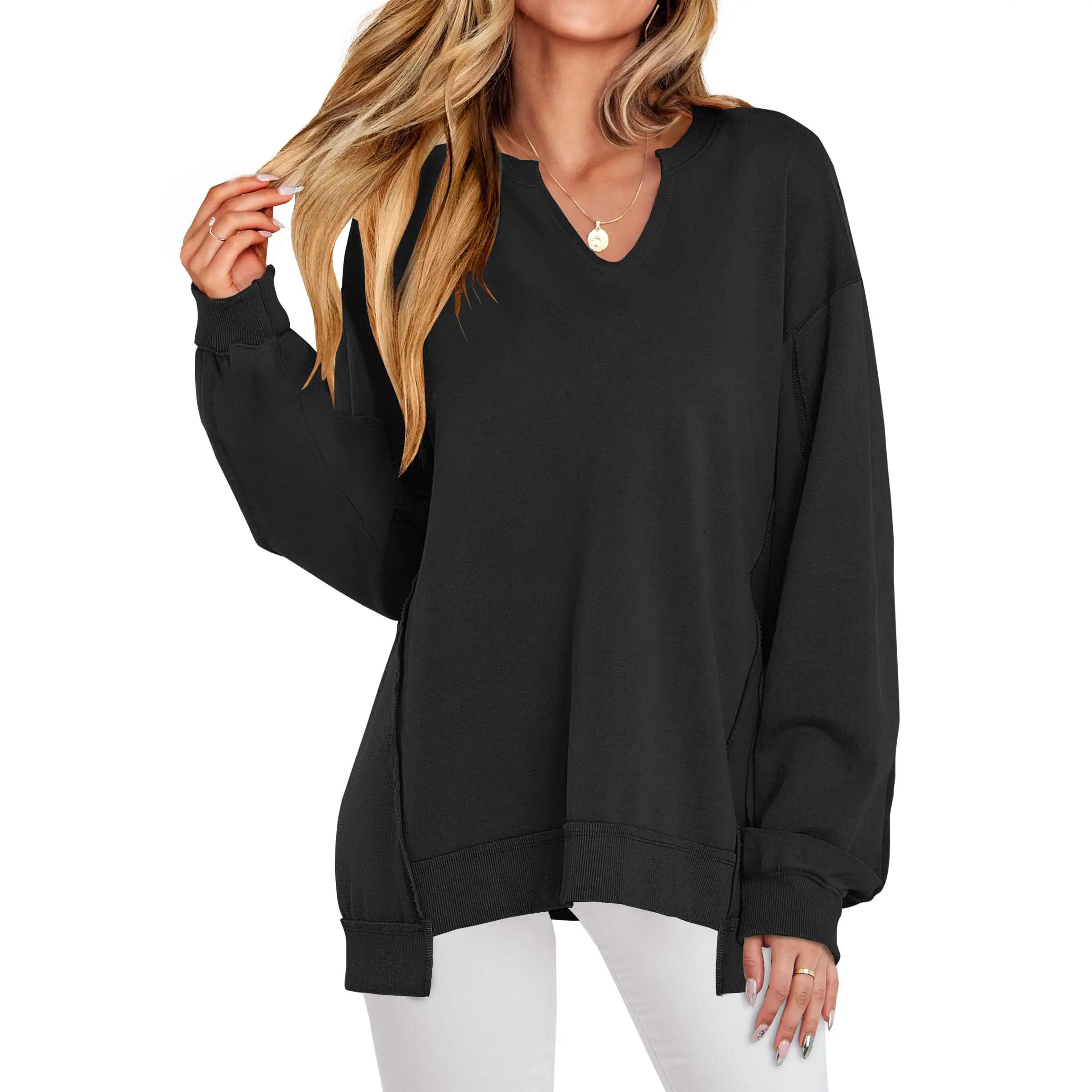 ANRABESS Womens Oversized Sweatshirt V Neck Long Sleeve Tunic Lightweight Pullover 2026 Winter Casual Tops Teen Girl Outfits ANRABESS Womens Oversized Sweatshirt V Neck Long Sleeve Tunic Lightweight Pullover 2026 Winter Casual Tops Teen Girl Outfits