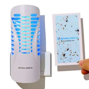 Shieldeck BuzzTrap 2.0 Non-Chemical Flying Insect Trap with UV Light for Indoor Fruit Fly Gnat & Mosquito Control Eco-Friendly Sticky Pad System 1 Device + 5 Refills