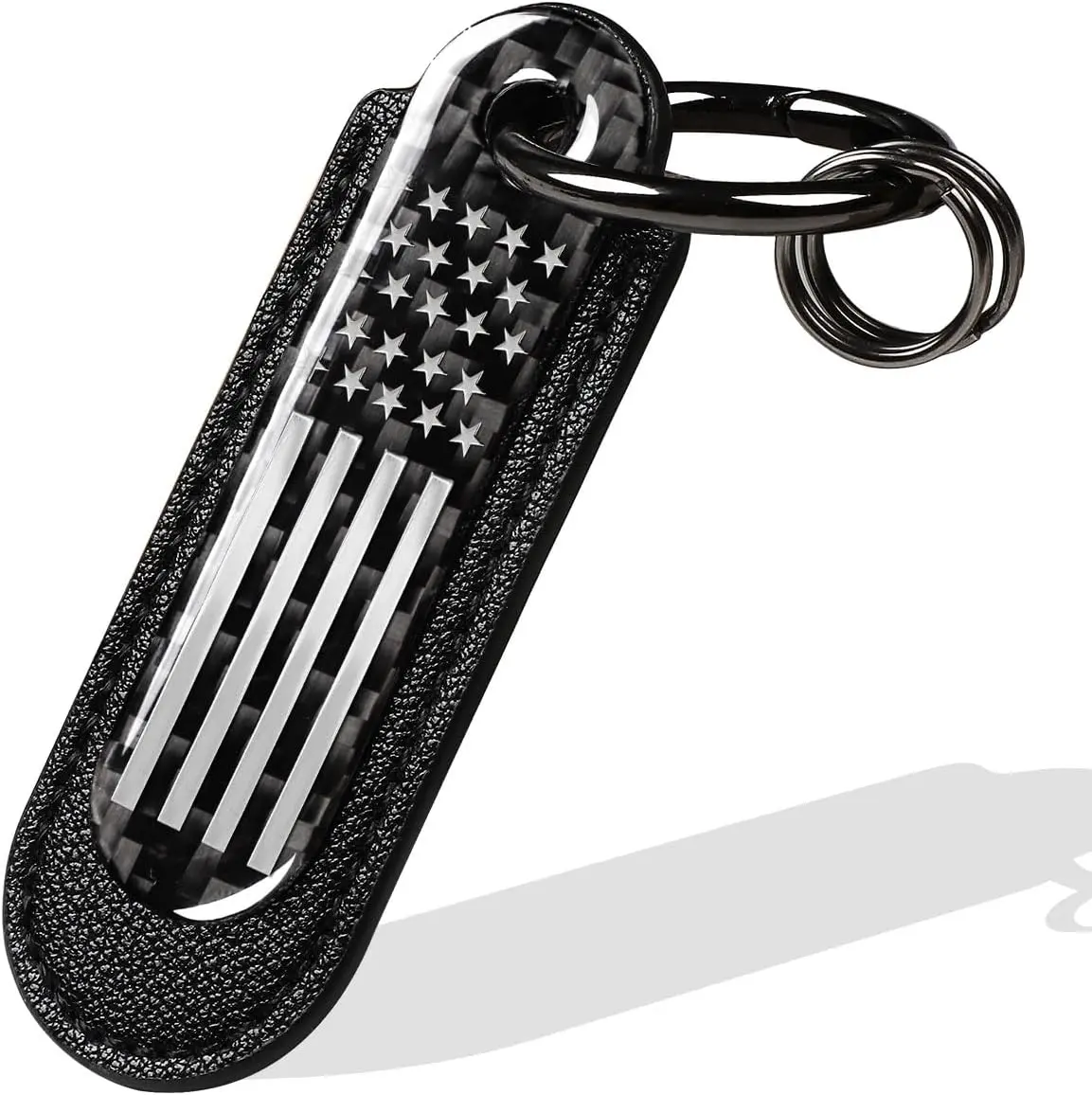 American Flag Keychain,Carbon Fiber Leather Set Car Keychain,Universal keychain Fashion Sports Keychains Keyring Business Gift Birthday Present