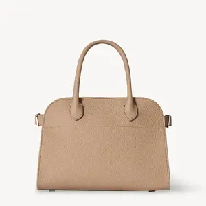 Compact Structured Leather Tote | Belted 10 (Taupe Color)