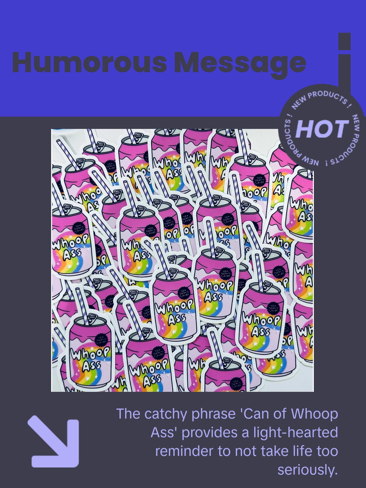Can of Whoop Ass Sticker, Mental Health Sticker