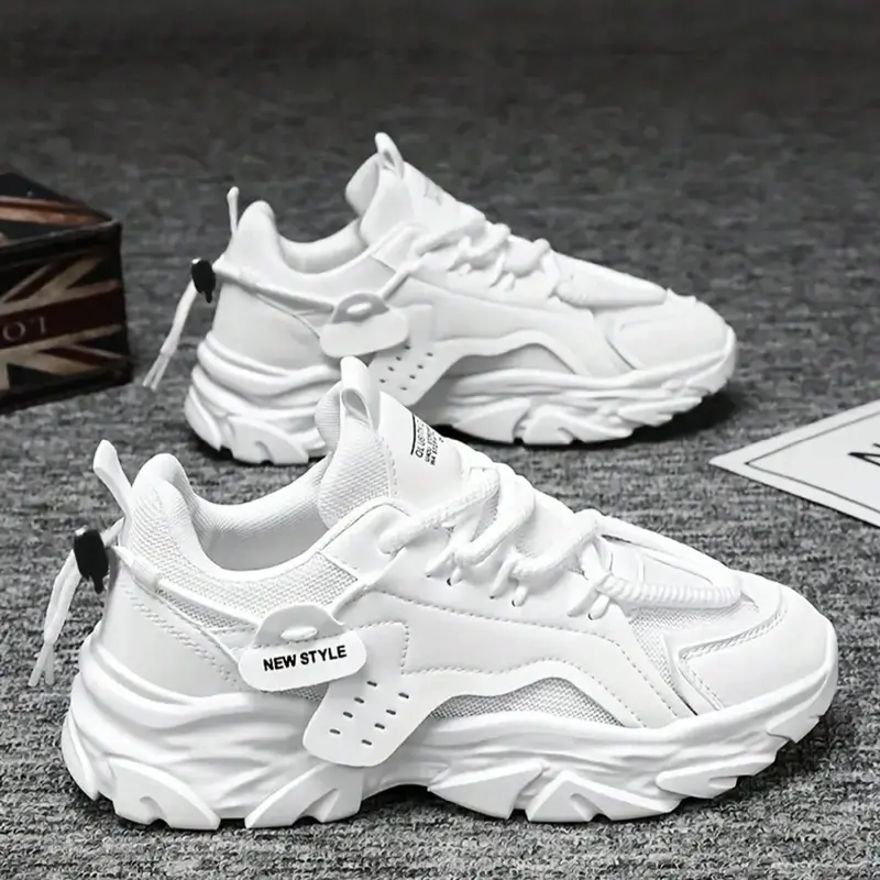 Men's Casual Skateboarding Shoes, Skater Shoes, Skate Footwear, PU Leather Upper, Anti-Slip PVC Sole, All-Season Comfort, Low Top, Lace-Up Design, Outdoor Sports, Trending Shoes