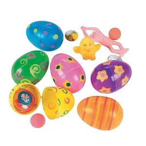 Colorful Bright Patterned Toy-Filled Plastic Easter Eggs - 24 Pc.