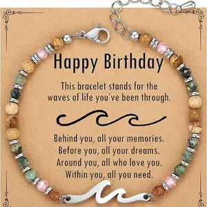 Unique Women's Birthday Gift, Sister Friendship Bracelet, Christmas Easter Mother's Day Present, Wave Hand Chain Jewelry