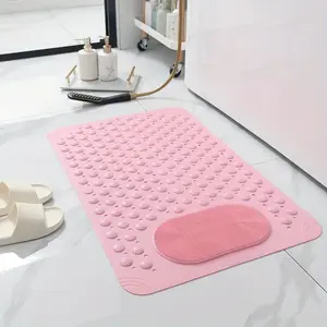 1pc non-slip shower mat, bathtub mat with drain holes and suction cups, foot massage shower rug, home bathroom, bathroom necessities. Bath Tub Accessories