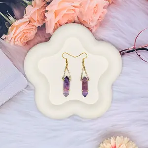 [Magic Crystal] Crystal Point Earrings, Crystal Wand, Crystal Tower, Gemstone, Jewelry, Deals for You Days, Blue Dot, White Turquoise, Gift,  Reiki, Yoga, Energy, Beauty