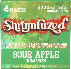 Shrumfuzed Proprietary Nootropic Gummy 3200mg - Lion's Mane, Reishi, Chaga, and Cordycep Nootropic Mushroom Blend (4, Sour Apple)