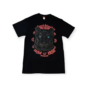 Tigre Negro Calendario Rojo Design Cotton T-Shirt for Men, Top Quality