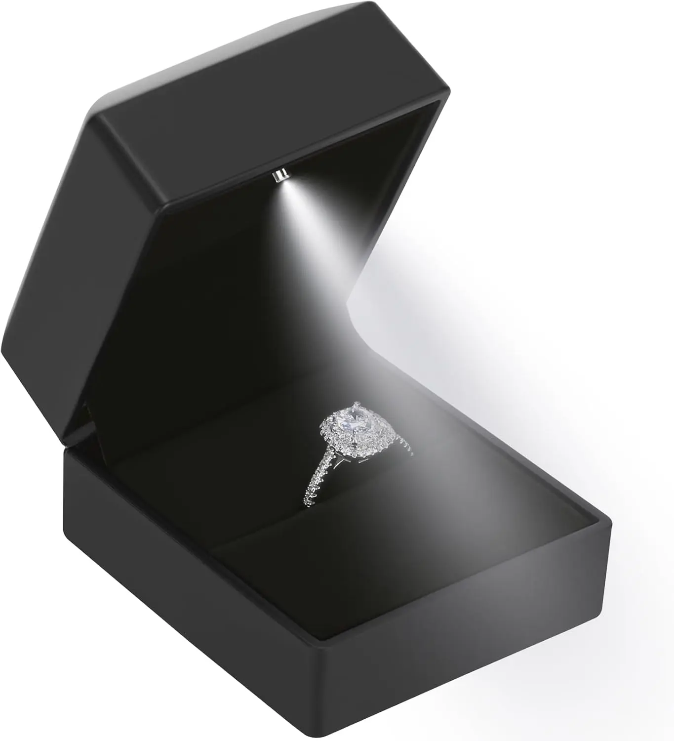 LED Ring Earring Box for Proposal, Wedding, Engagement， Luxury Jewelry Gift Box with LED Light, Jewellry Display Box (Black) LETURE
