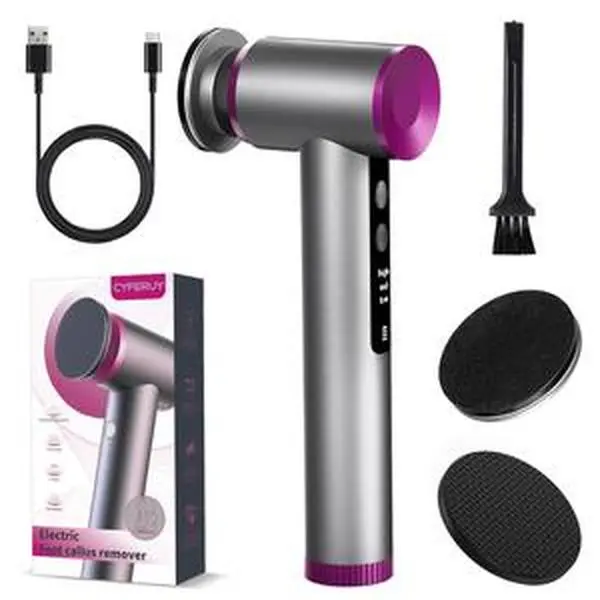 CYFERUY Ergonomic premium aluminum electric foot file with reusable Nano-Glass Head，2000mAh long-lasting battery ,Cordless & portable electric callus Remover for feet dead,hard,dry skin,apply oil, Enjoy spa-like foot care at home.perfect gift.