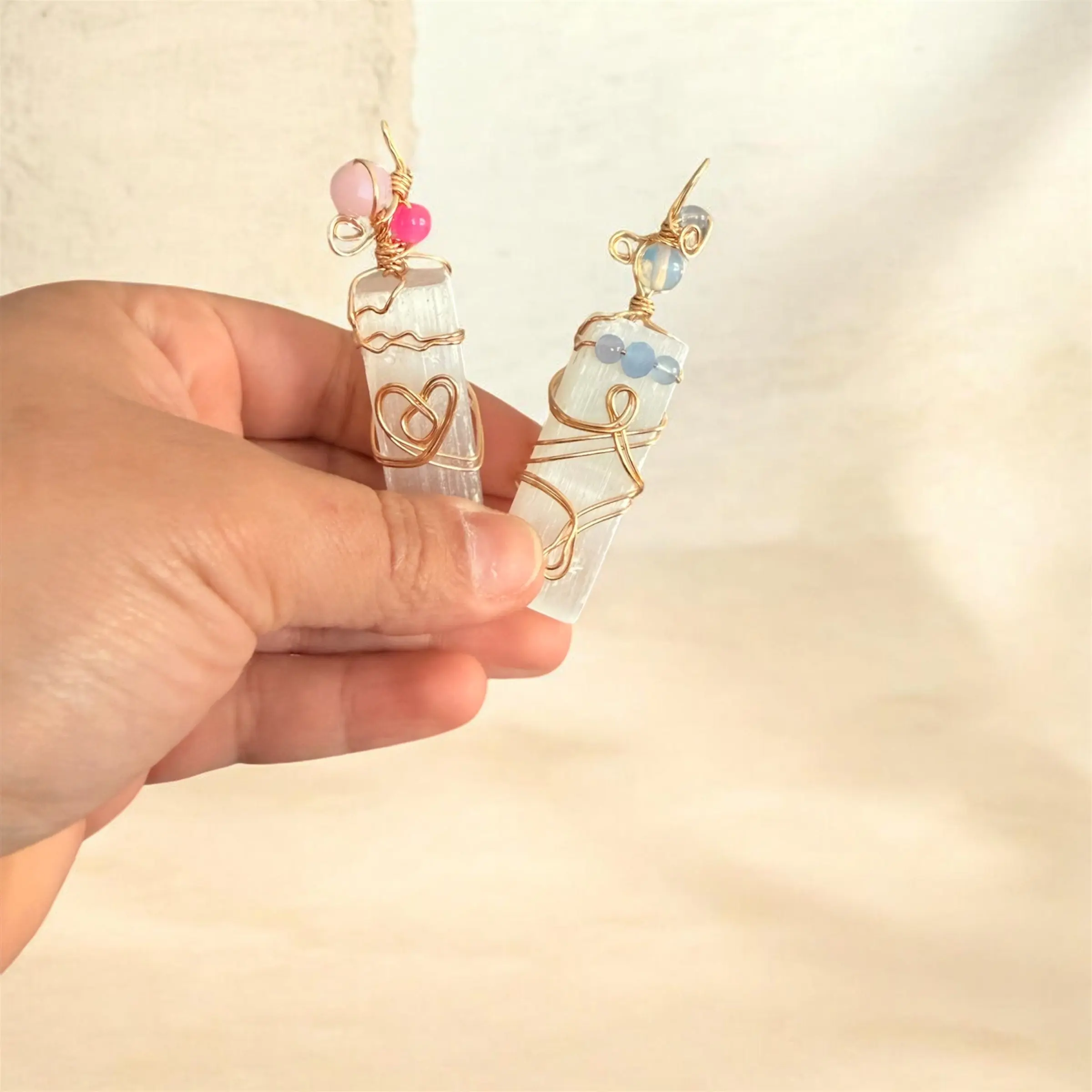 Selenite Angel Light Pendants