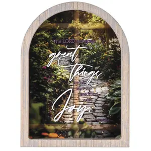 360 Stand Framed Arch Religious Wall Decor - Dicksons FRMA103 11x15 in Dimensional Art, Glass-Wooden Wall Art with "The Lord Has Done" Inscription, Floral Path Design