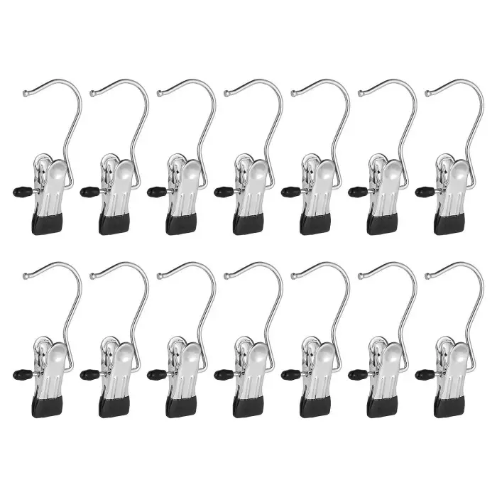 22 PCS Anti-rust Clip Space-saving Clothespin Hat Pants Storage Hanging Travel Hook Hanger Household Organiser Laundry Lightweight Room Stainless Stee
