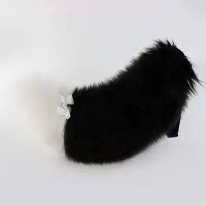Gradient color bow plush tail detachable wearable decorative tail cosplay soft cute accessories girl outfit artifact