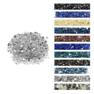 VEVOR Fire Glass, 10 LBS/ 4.5 KG High-Temperature Resistant Fireplace Rocks, 1/2-Inch/ 12.7 mm Reflective Smokeless Firepit Glass Rock, High Luster Stone Landscaping for Fire Pit Table, Clear