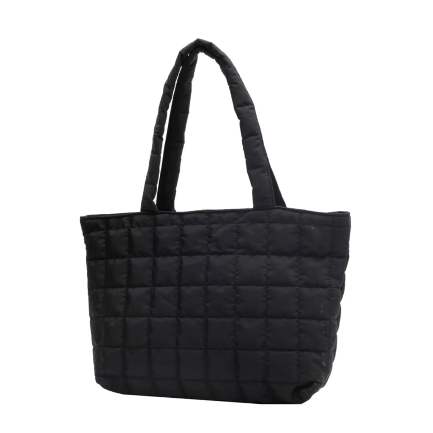 Lightweight Quilted Puffer Tote Bag for Women Large Nylon Tote Handbag Buckle Closure