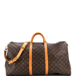Pre-owned Louis Vuitton Canvas Coated Travel Bags Keepall Bandouliere Bag Monogram Canvas 60 by Rebag
