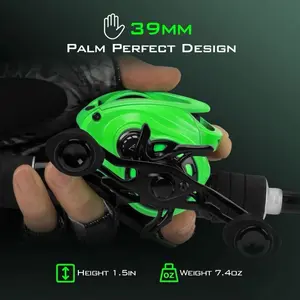 KastKing Zephyr Baitcast Reel with Halo XII Mag Brake 7+1BB 7.2:1 18lb Carbon Drag 39mm Palm Perfect Design 1.5in Height 7.4oz Weight