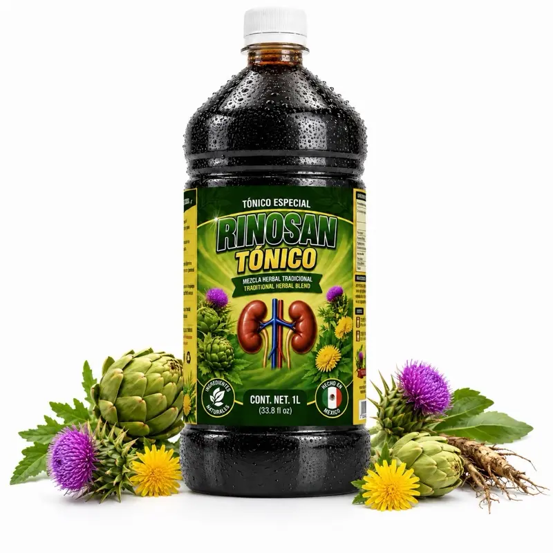 Rinosan Tónico Herbal 1 Liter Traditional Blend with Axocopacle Chaya Horse Tail Jamaica Palo Azul Made in Mexico