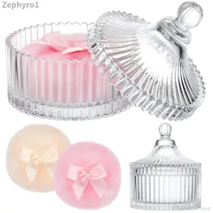 Extra Large Body Powder Puff and Container-3 Pcs Container Powder Container with PuffCrystal Case Soft Washable Reusable VelourFace Body Glitter Wet Dry MakeupZephyro FFVentureVibe8