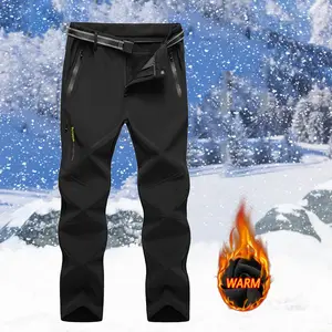 3 Pack Men's Waterproof Pants Warmth Cold Weather Hiking Trip Winter Snow Softshell Indoor Pants With Zipper Pockets Mountaineering Thermal Sports Casual Pants Lined With Fleece For Men