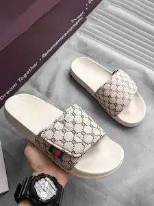 Men's Casual Leather Slip-On Sandals, PU Leather Slippers, Fashionable Universal High-End Comfort Shoes, Soft Cushioned Slippers, Casual Home Slippers, Low Top Slippers