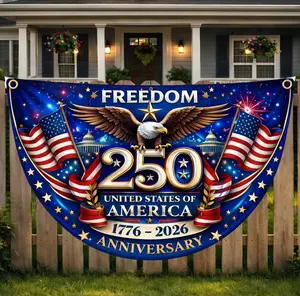 America 250th Anniversary Fence Flag, Semiquincentennial 1776-2026 Patriotic Eagle Outdoor Banner, 250 Years USA, July 4th Independence Day