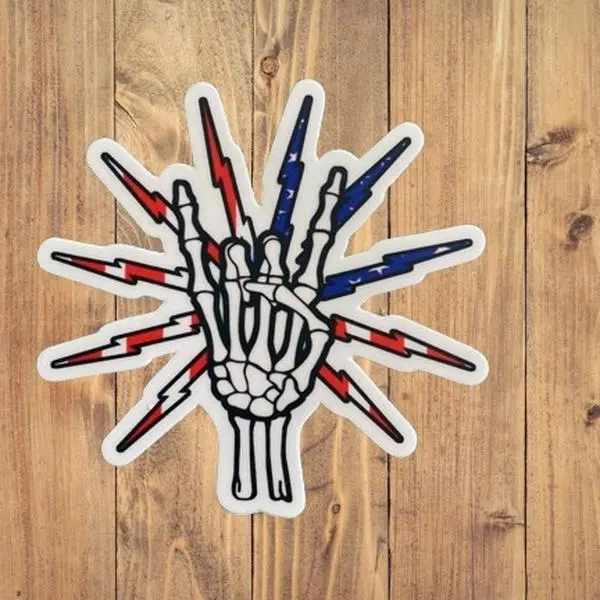Skeleton line hand lineman rock on sticker, Hard Hat Sticker, Lineman Sticker