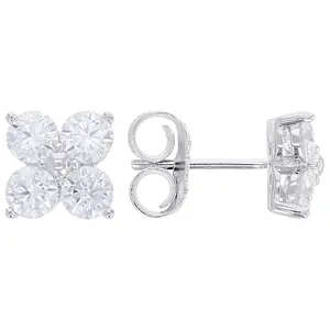 JTV Moissanite Platineve Clover Earrings 1.84ctw DEW