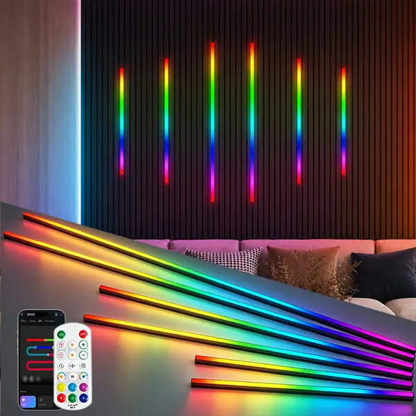 DEMILARE RGB+IC Slat Wall LED Lights, 6PCS Recessed Lighting Kit for Acoustic Panels & Wood Slat Walls, Smart Color Chasing LED Strip Lights with WiFi APP, Alexa & RF Remote Control, DIY Ambient Lighting for TV Wall, Bedroom & Home Decor,BackToSchool