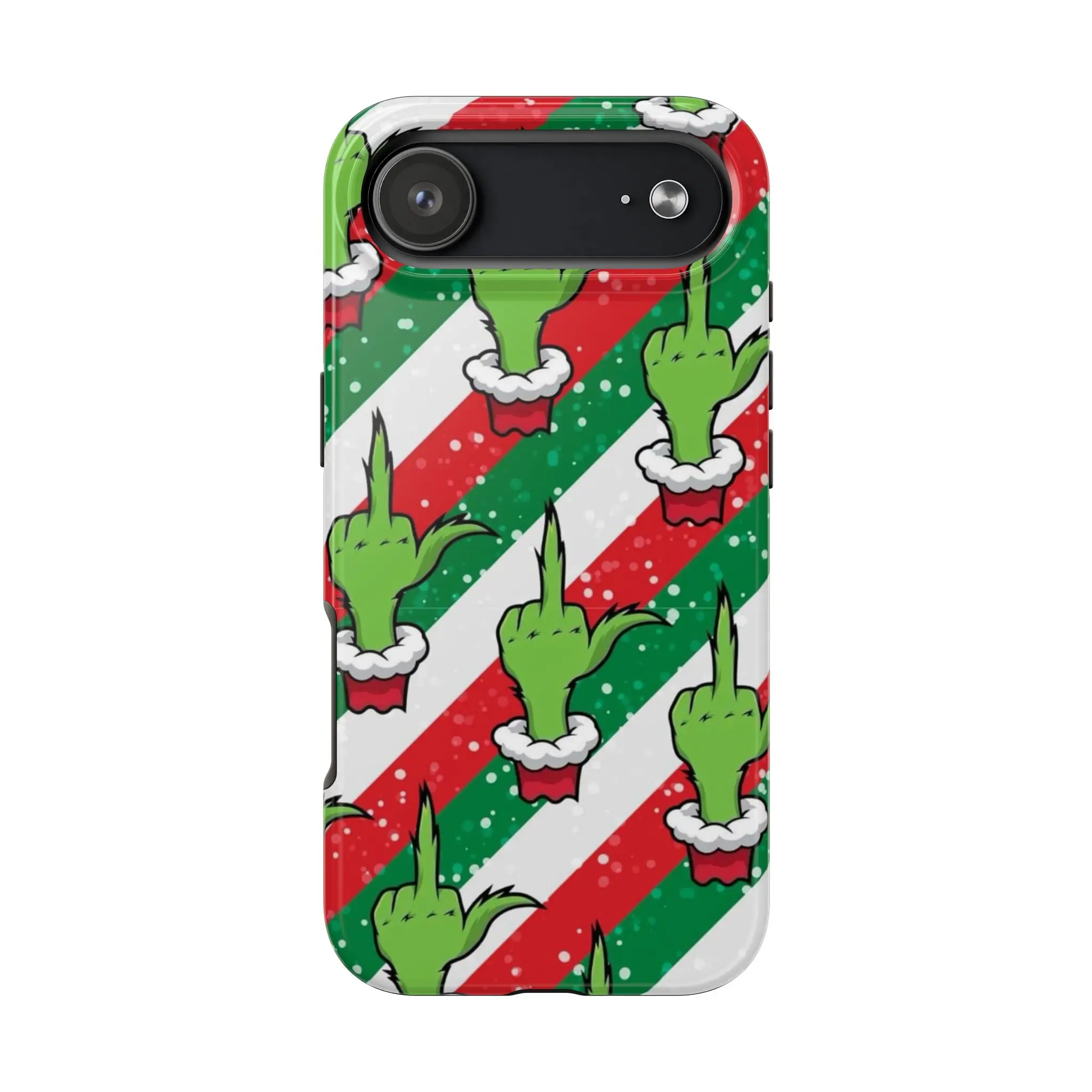 Pink Grinch Christmas iPhone Case, Cute Santa Grinch Phone Cover, Funny Holiday Cartoon Aesthetic, Merry Christmas Gift, Shockproof Protective Case