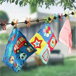 Elastic Clothesline with 12 Clothes Clips, Portable Clothesline, Clothing Line for Indoor Laundry Drying Line, Outdoor Camping Accessories