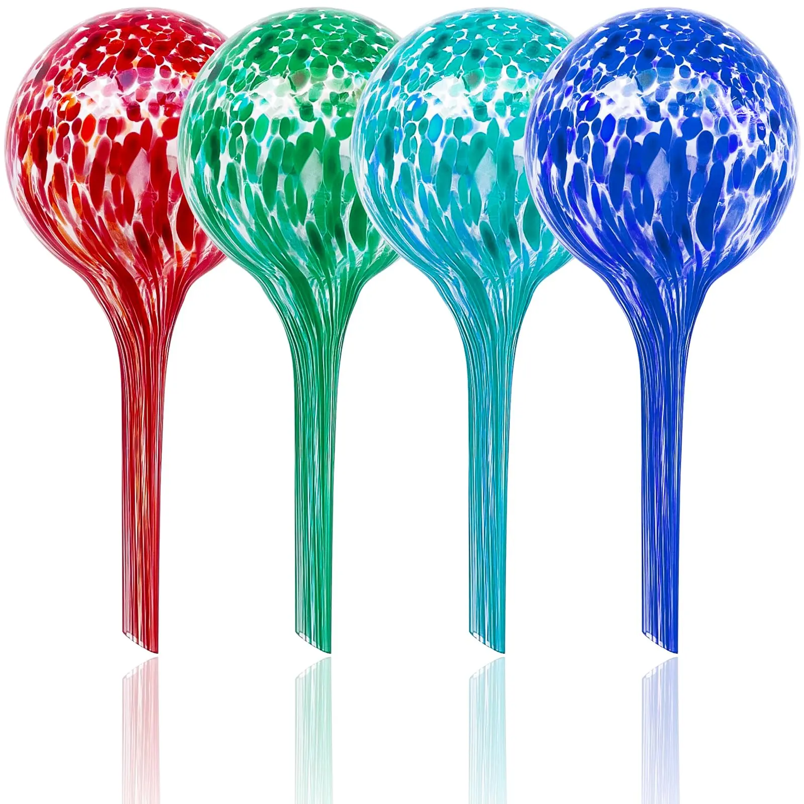 Plant Watering Globes,Colorful Hand-Blown Glass Watering Bulbs,Small Self Watering Globes Inserts for Indoor & Outdoor Plants,Support Plant Health,Plant Watering Devices(4 Pcs)