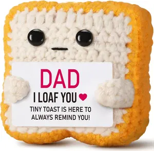 Mini Toast Pun Fathers Day Dad Gifts from Daughter Son Wife, Birthday Gifts for Father Dad Daddy, I Love You Funny Presents - Handmade Loaf Crochet Toast Father‘s Day Cute Decor