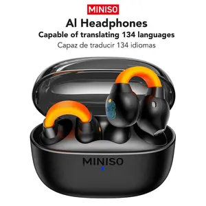 MINISO MS191 Ear Clip-on Luminous Headphones,Supports 134 languages Earphones,Face-to-Face Real-Time Translation,OWS True Wireless Earbuds,Built-in MIC, long battery play time,Need to Download The App to Use The Translation Function