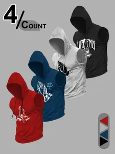 Men's Fashion Casual Sports Hooded Vest, Fitted Moderate Thickness Knit Fabric, Perfect for Summer Activities, Gym Tops, Running Vest, Athletic Sports Clothing