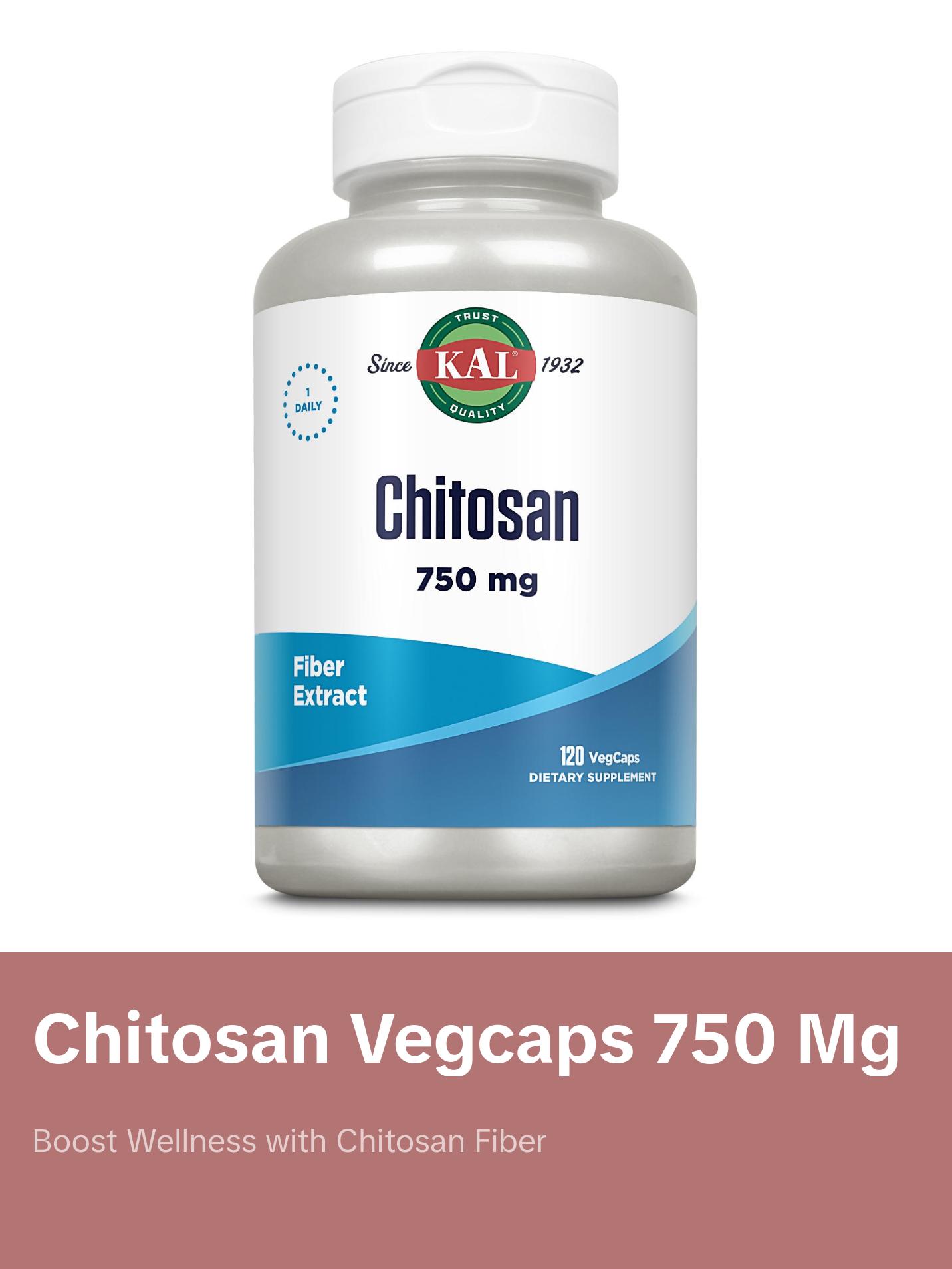 Chitosan VegCaps 750 mg - Fiber Extract for Dietary Supplementation - 120 Capsules - Source: KAL Since 1932 Springtok Healthcare Fitness Edible Vitamin Bathroom