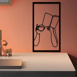 1pc Book Minimalist Metal Wall Art, Book Minimalist Statue Mural, Modern Abstract Design, Perfect for Gallery Wall, Library Wall, Office Wall, Thanksgiving Decor, Ideal Gift for Literature Lovers, Artistic Durable Metal