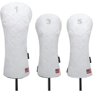Golf Head Covers Driver Fairway # 3 # 5 Hybrid USA Flag for Club Men Women, (Black or White)