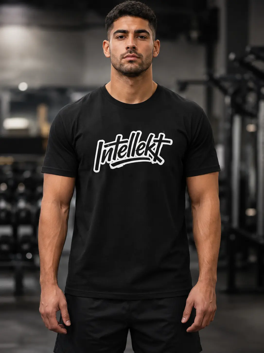 Intellekt Logo T-Shirt | Black Gym Tee | Short Sleeve Training Shirt